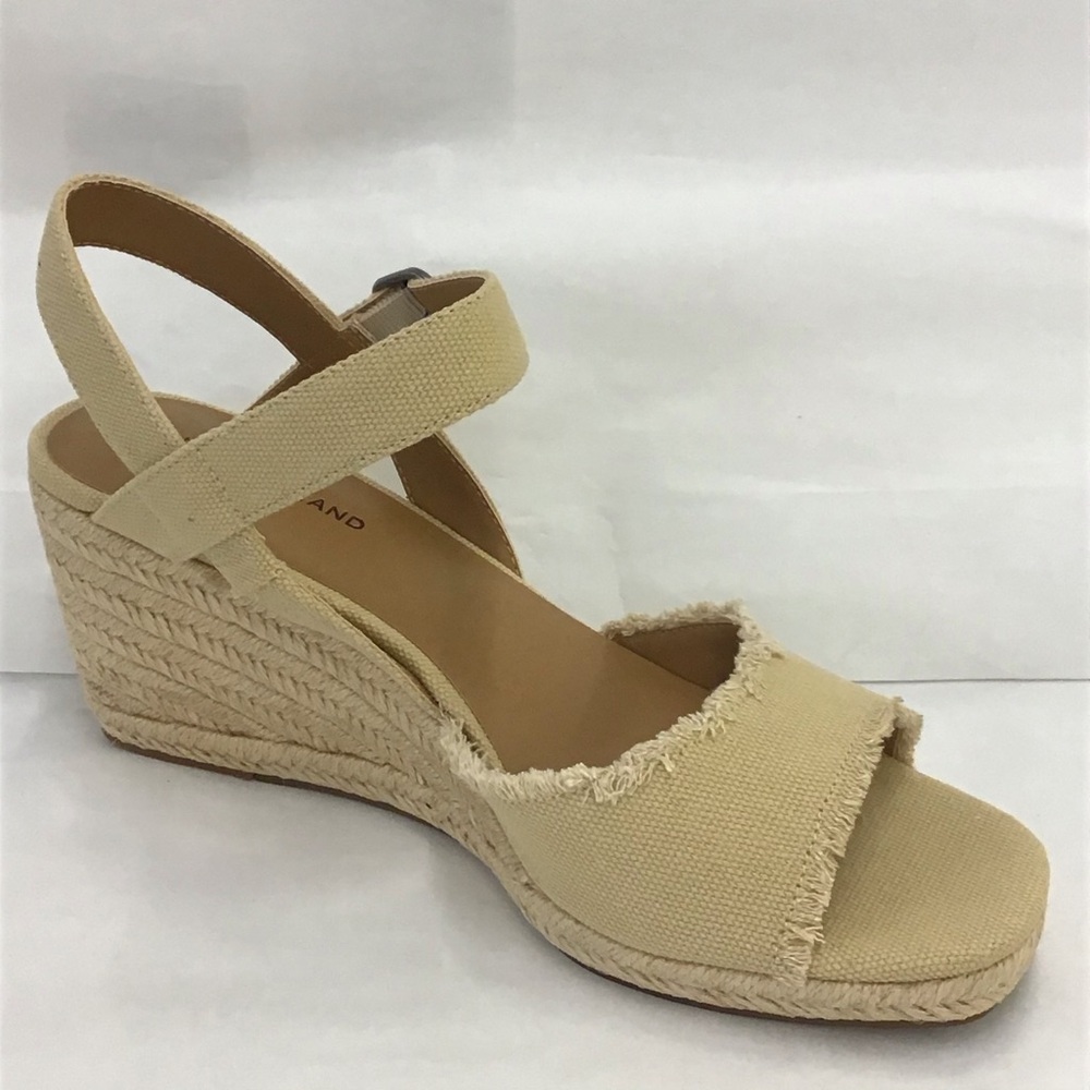 Lucky Brand Mindra Espadrille Wedge Sandals Natural Cream Fabric Size 9 M
